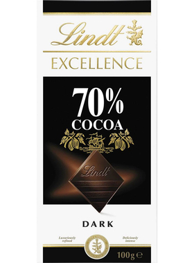 Lindt Excellence Dark Chocolate 70% Cocoa Block 100g黑巧澳洲