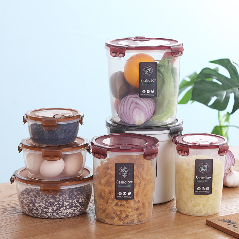 冰箱保鲜盒厨房保鲜桶圆形食物碗塑料收纳盒大容量罐食品级密封盒