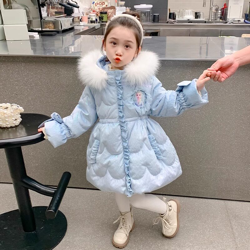 女童羽绒服冬季长款外套迪士尼儿童羽绒服秋冬装2023新款洋气女孩