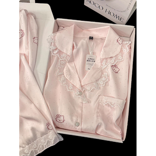 HelloKitty猫睡衣女款春秋季冰丝2026新款夏天可爱高级感家居服女
