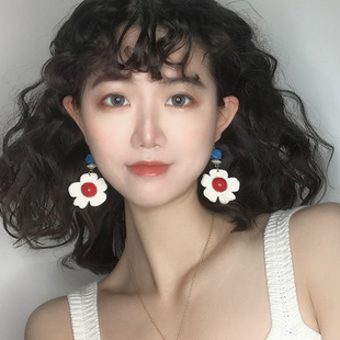 银耳环耳夹 vintage撞色几何高级质感亚克力个性 80斤少女复古 法式