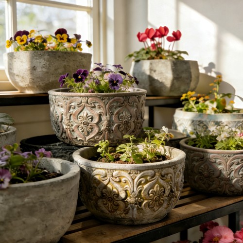 4.11更新 大小口径矮圆款水泥花盆 水培土培拼盆 孤品捡漏