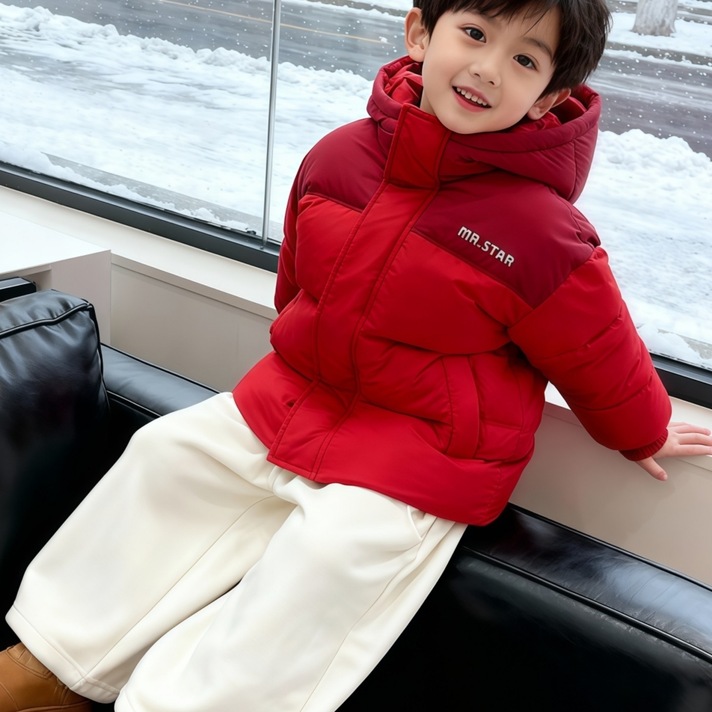 超好看儿童棉袄韩范痞帅男童加厚羽绒棉服红色过年衣服小少爷冬装