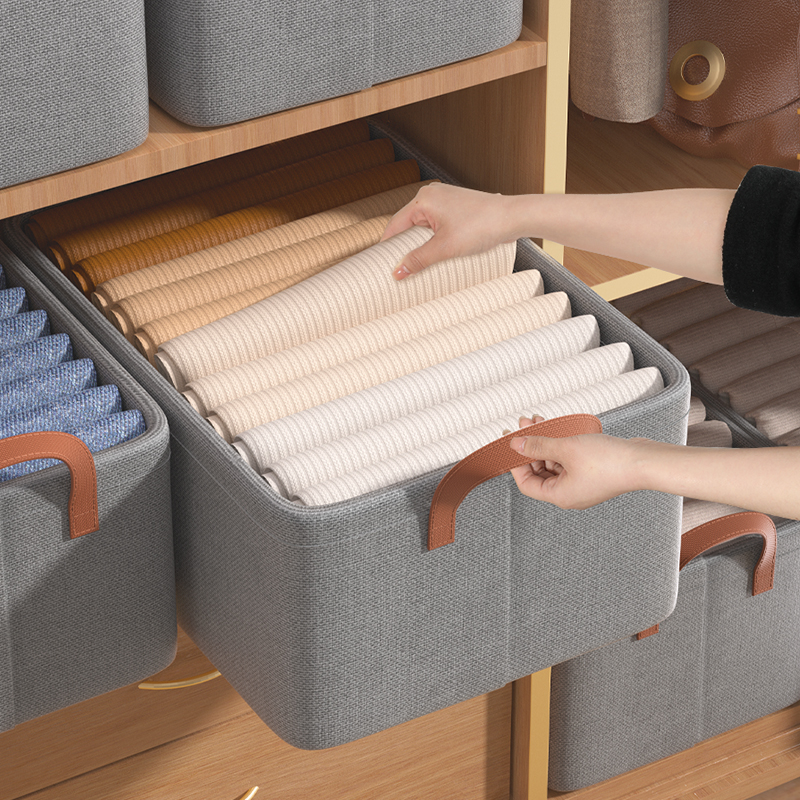 分层折叠衣服布艺收纳箱