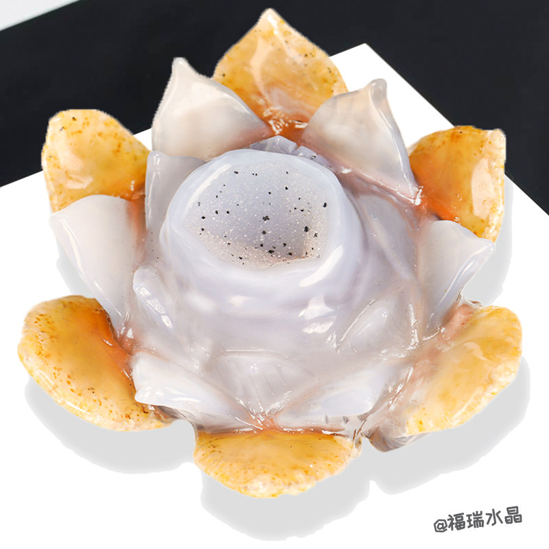 Furui natural crystal Agate rough lotus lotus ornament Cornucopia crystal cave Amethyst cave crystal cluster purification