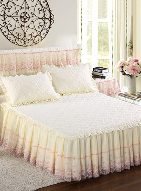 夹棉床裙三件套遮丑下摆网红新款床罩韩版床垫防尘保护罩四季通用