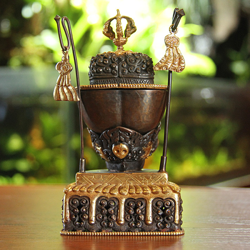 托巴颅器 尼泊尔紫铜托巴颅器藏传密宗法器嘎巴拉碗供具法器