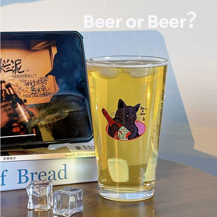 【beer cat】原创玻璃酒杯家用水杯精酿啤酒杯小酒馆扎啤杯品脱杯