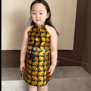 女童旗袍裙2026新款儿童中国风唐装女孩古装汉服连衣裙夏露肩