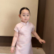 提花公主裙2025新款 薄款 宝宝旗袍礼服 短袖 女童粉紫旗袍裙夏款