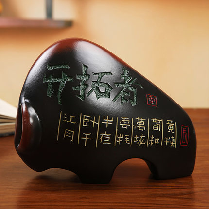 创意中式家居博古架摆件小工艺品招财牛老板办公室书架书柜装饰品