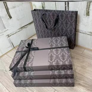 复古黑色盒围巾礼物盒睡衣服装外套包装马面裙礼盒生日节日礼品袋