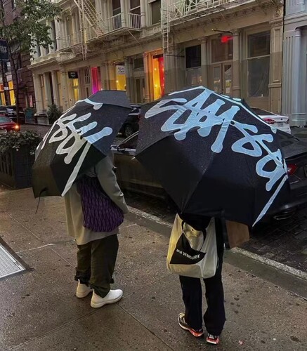 欧美潮牌斯图西女款自动开收黑胶防晒晴雨伞太阳伞遮阳伞