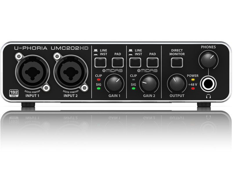 百灵达 behringer umc202hd 两进两出 usb声卡 录音声卡 音响测试