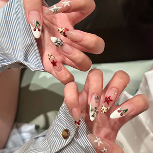 纯手工定制美甲学生ins甜酷小众辣妹潮味y2k鬼马少女穿戴显手长款
