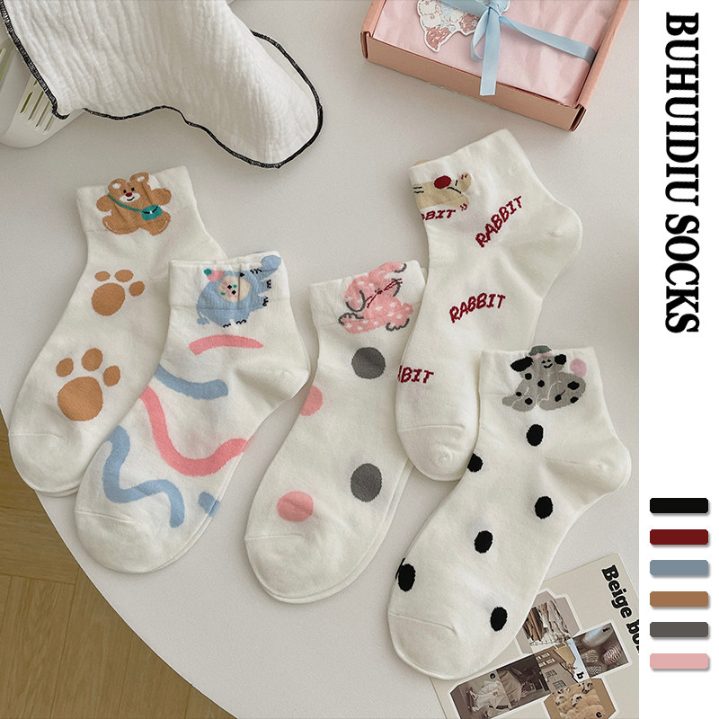 不会丢的袜子 立体卡通短筒袜女夏天薄款潮网红款短款中筒袜夏季