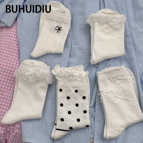 miu系袜子蝴蝶结中筒袜女夏薄款