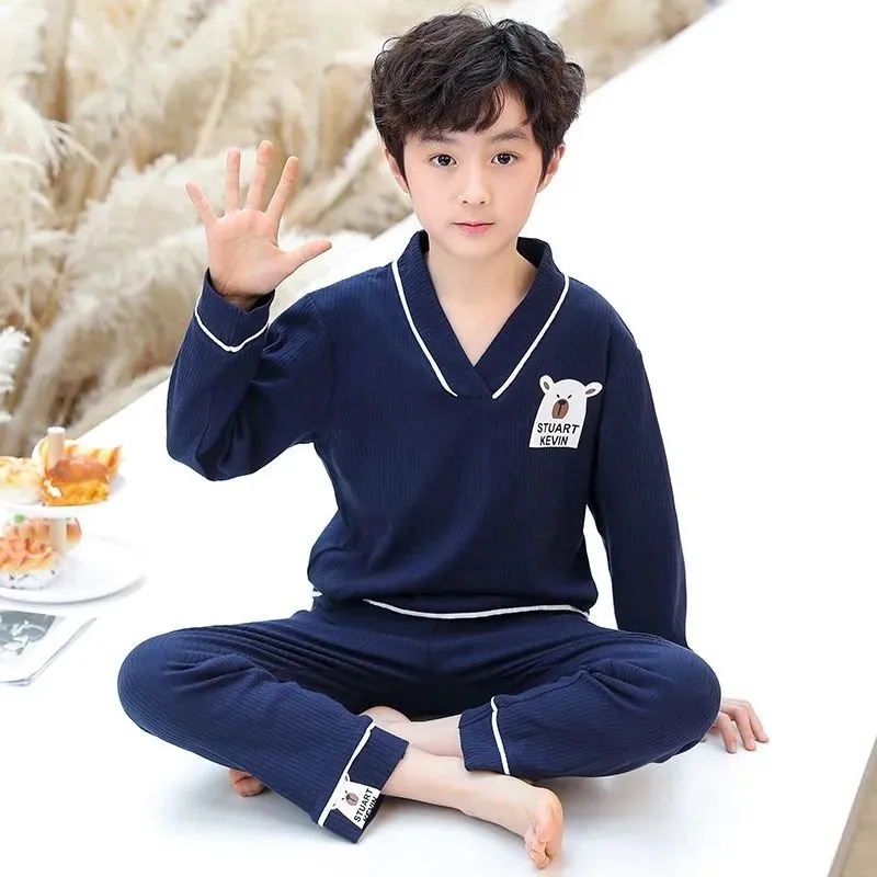 儿童睡衣男童春秋季长袖宽松套装薄款男孩空调服两件套大童家居服