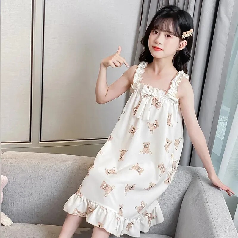 吊带睡衣夏季新款韩版吊带女童睡家居裙/睡裙