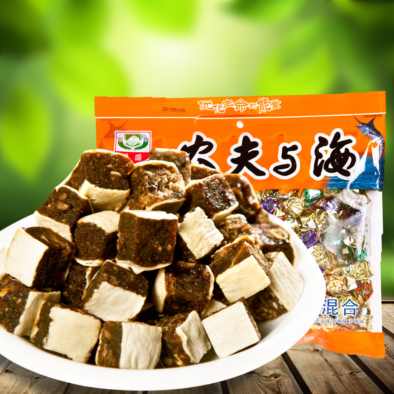 绿盛农夫与海牛肉粒鱼柳夹心原味五香沙嗲牛肉丁办公室零食