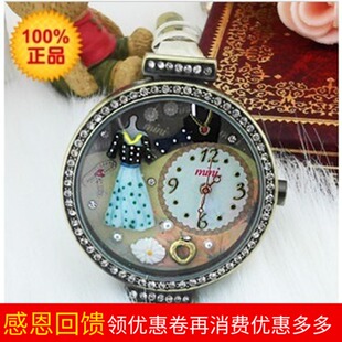 韩国正品手工立体卡通软陶手表水钻复古时尚衣裙白领丽人女表
