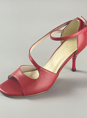 专业纯手工制作女士硬底真皮红色性感阿根廷探戈salsa跳舞鞋