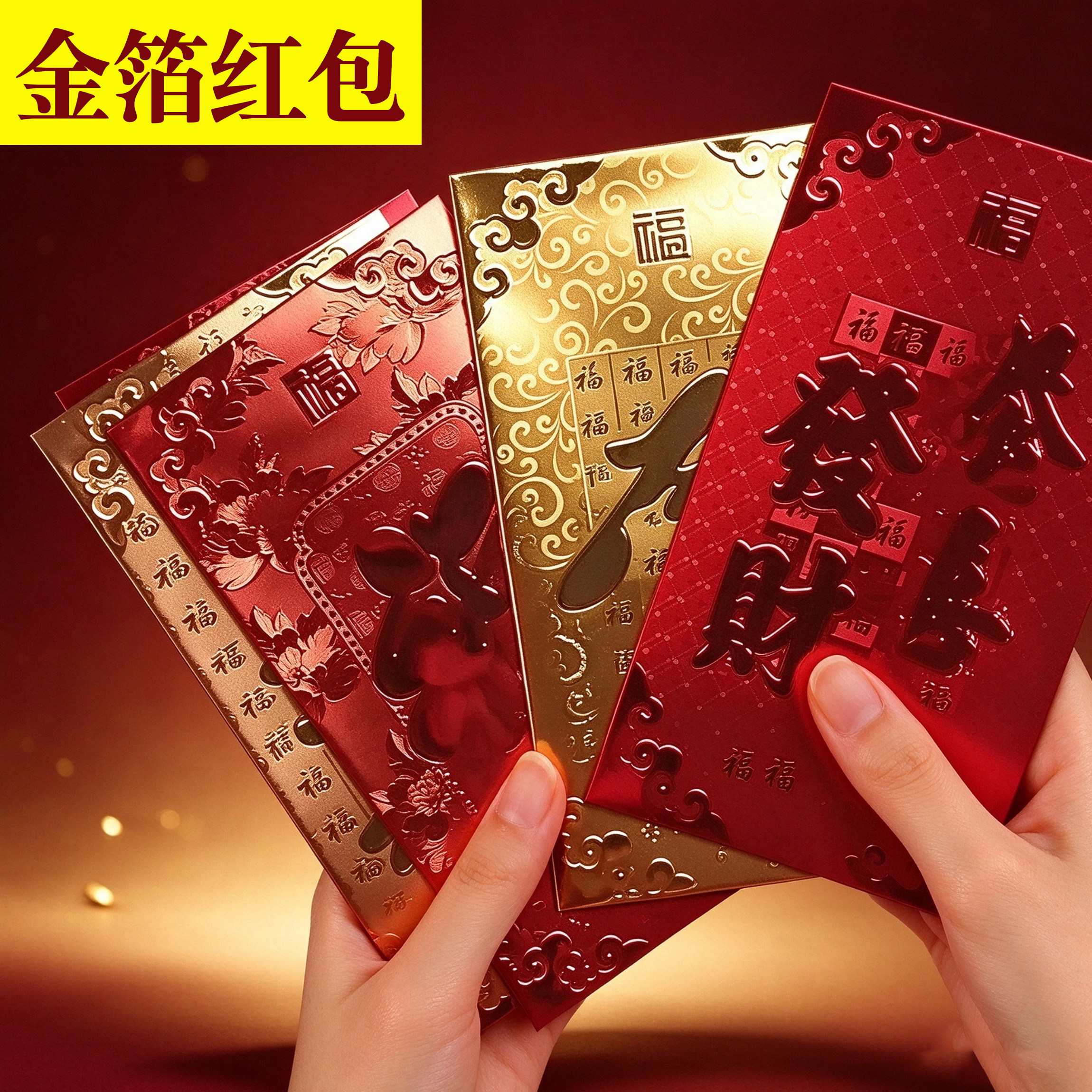 羊年红包金箔纸大吉大利福字新年压岁利是恭喜发财满月过寿乔迁福