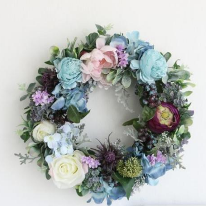 韩国进口唯美韩式浪漫田园仿真花墙面花环门上挂饰花草叶子壁饰