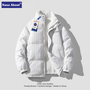 NASA千鸟格羽绒棉服士冬季潮牌羊羔绒外套棉袄情侣款冬装棉衣潮