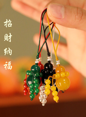 天然玛瑙葫芦925碎银招财挂饰