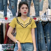 T恤女V领半袖 夏装 体恤t桖遮肉上衣潮 大码 洋气短袖 2026年新款 修身