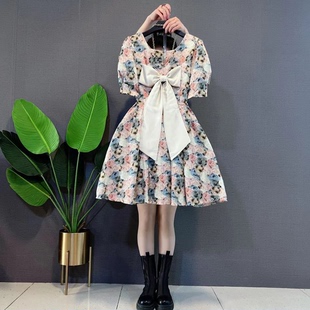 大码蝴蝶结法式气质高级感连衣裙2026新款女夏季胖mm梨型身材裙子