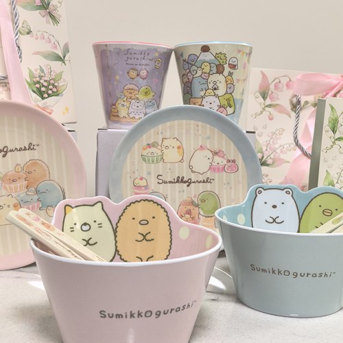 角落生物早餐杯点心碗小吃碟叉勺