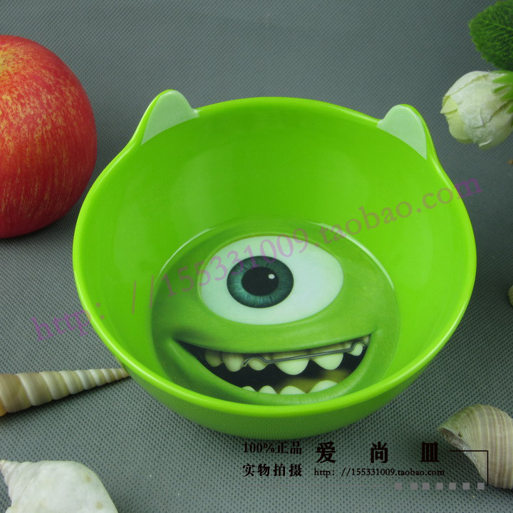 新品密胺树脂怪兽大学单眼仔儿童卡通造型男女孩创意点心碗