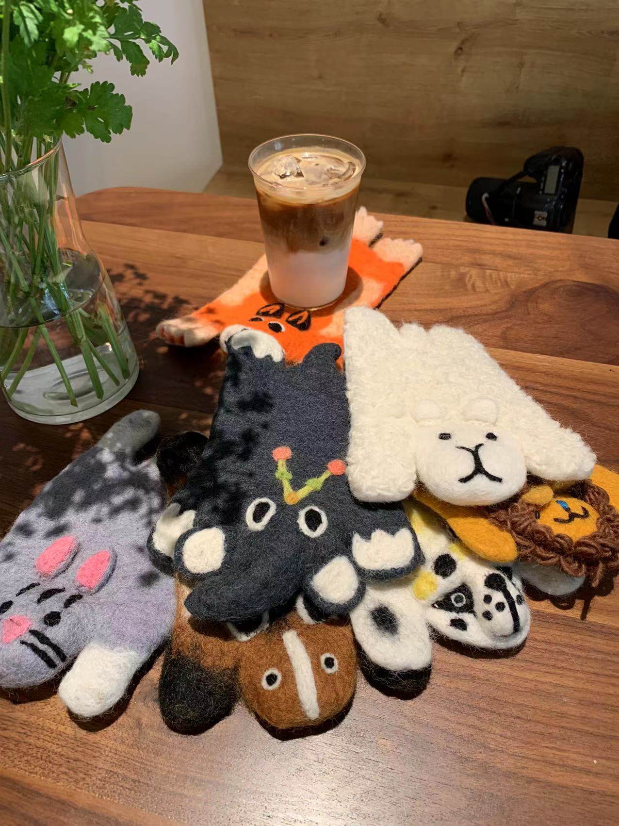 新品包邮可爱羊毛毡手工杯垫卡通造型垫子个性动物餐垫隔热垫家居