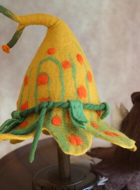 羊毛毡湿毡森系树桩帽子成品小众设计纯手工羊毛复古摄影工作室