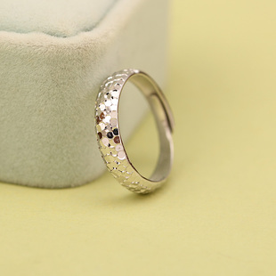 S925纯银戒指女碎碎冰高级感宽面龙鳞开口时尚银饰指环轻奢礼物