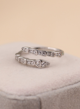 925纯银女满钻微镶轻奢戒指蛇形