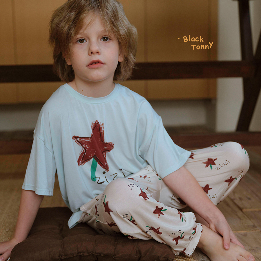 小黑托昵男童夏款家居服套装