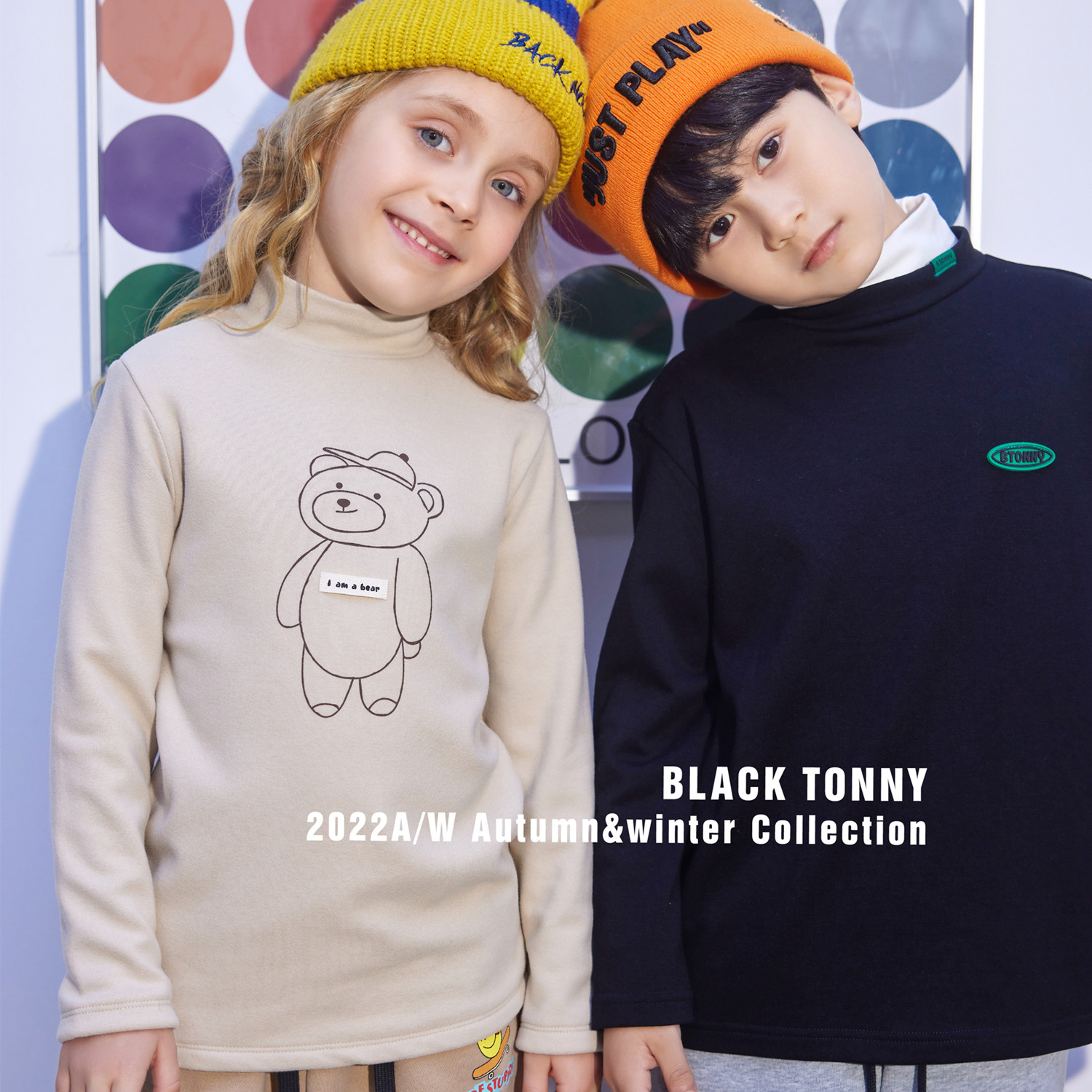 2022秋冬新小黑托昵打底衫小黑托尼男童女童半高领保暖内衣上衣厚