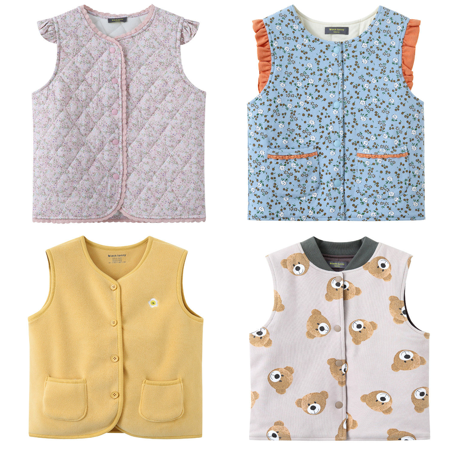 2023小黑托昵男女童背心马甲小黑托尼加绒加厚夹棉摇粒绒保暖背心