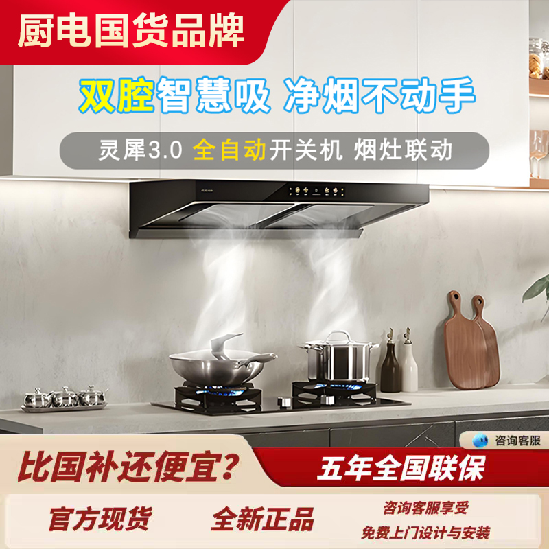 老板双子星E1/E2/E2P油烟机燃气灶套装大吸家用厨房66X1-E1+51B0A