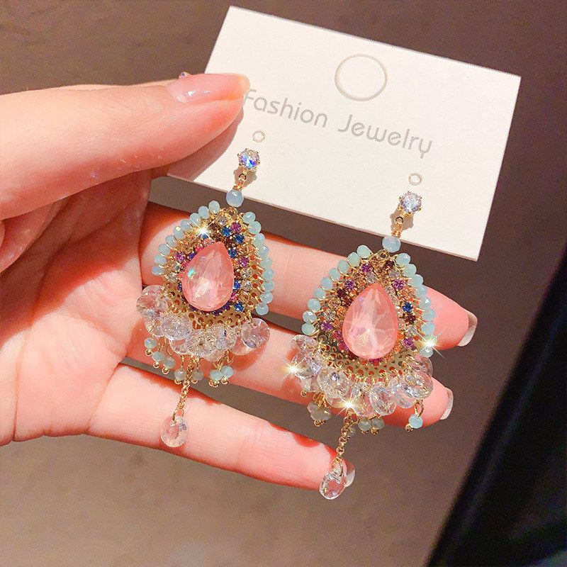 纯手工奢女水晶气质年轻耳坠高级