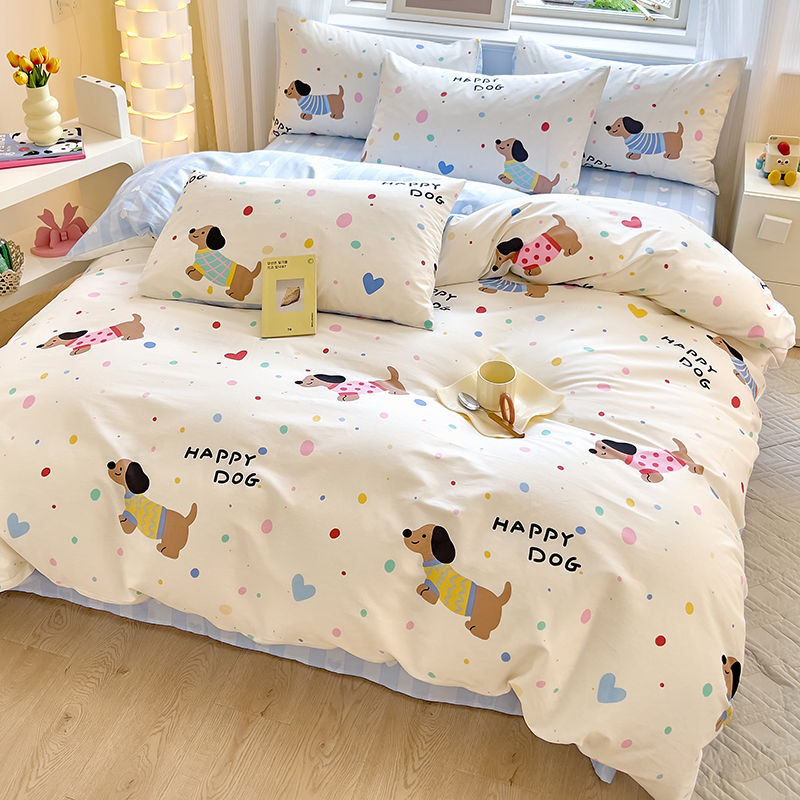 四件套100%全棉ins小清新卡通柔