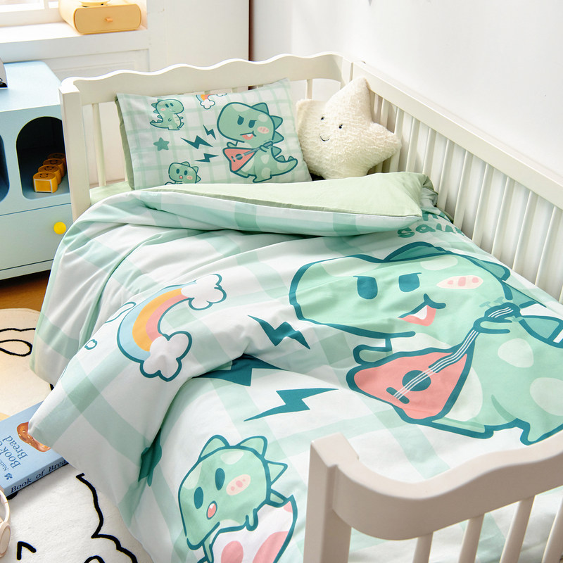 A类儿童纯棉磨毛被子三件套宝宝幼儿园午睡入园床品含芯六件套装