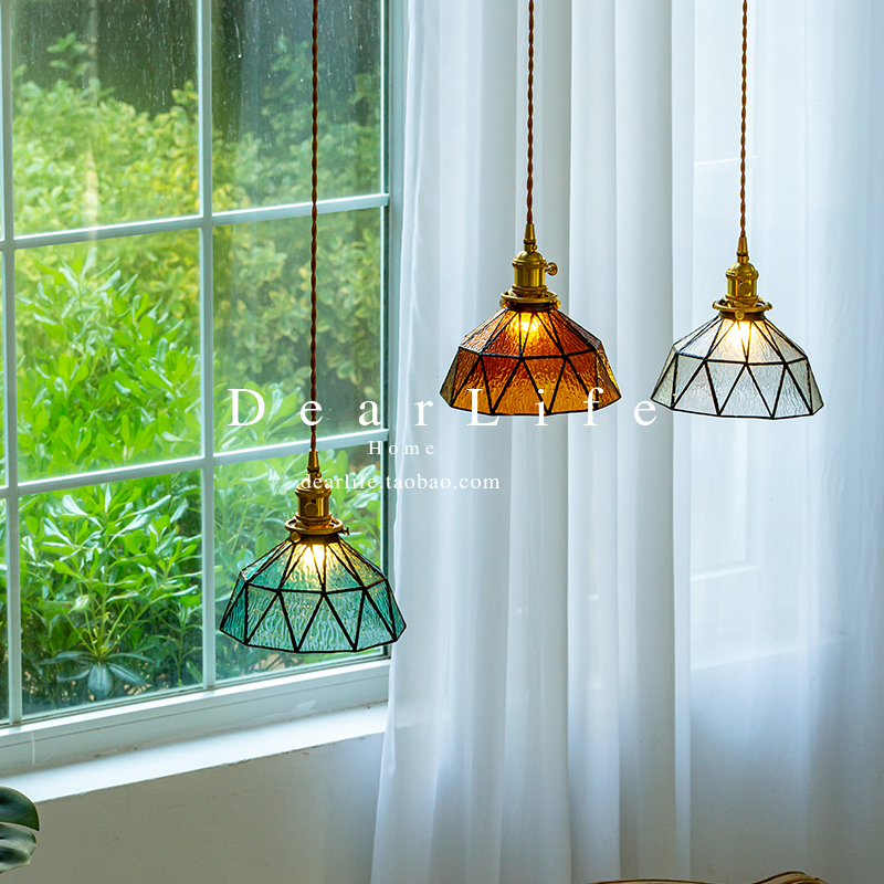 日式复古玻璃吊灯床头灯装饰灯