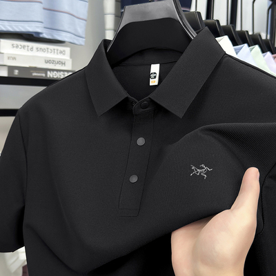 夏季新款刺绣鸟男士速干短袖T恤高端商务冰丝薄款翻领半袖Polo衫