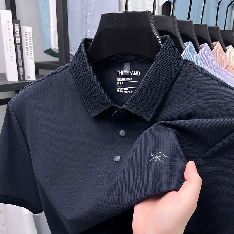奥莱清仓 刺绣鸟男士短袖t恤夏季冰丝高端商务休闲翻领半袖Polo衫