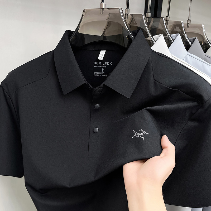 正品刺绣鸟男士速干短袖T恤夏季冰丝高端户外商务休闲翻领Polo衫