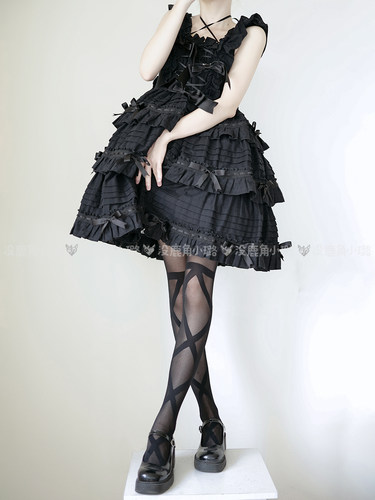 超唯美lolita交叉条纹cos丝袜